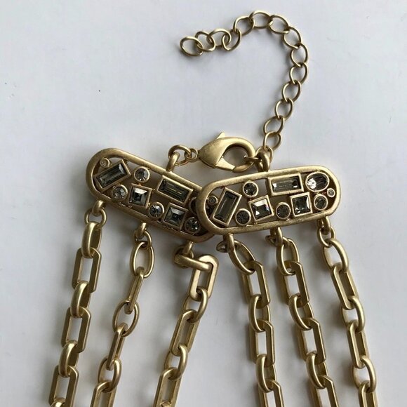 Statement Piece Necklace Costume Jewelry Brushed Gold tone, Taupe Gems  21"- 24" - Picture 7 of 16